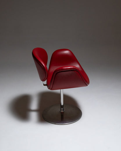 CHAISE TULIP EN CUIR ET MÉTAL, PIERRE PAULIN, 1960s