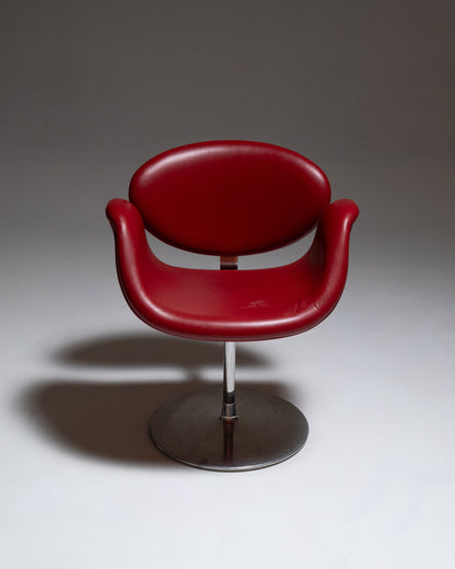 CHAISE TULIP EN CUIR ET MÉTAL, PIERRE PAULIN, 1960s