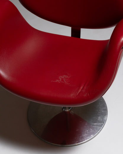 CHAISE TULIP EN CUIR ET MÉTAL, PIERRE PAULIN, 1960s