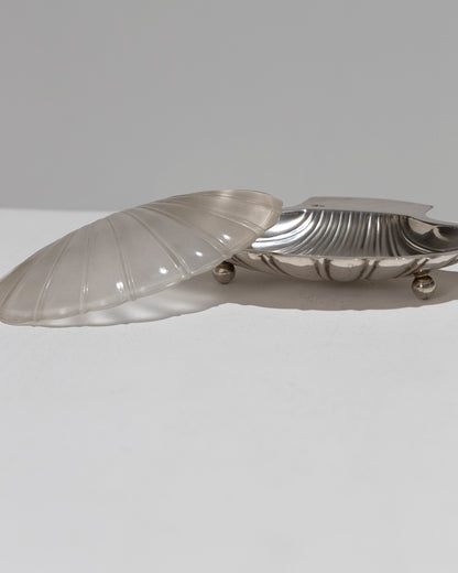 SHELL BUTTER DISH IN SILVER METAL