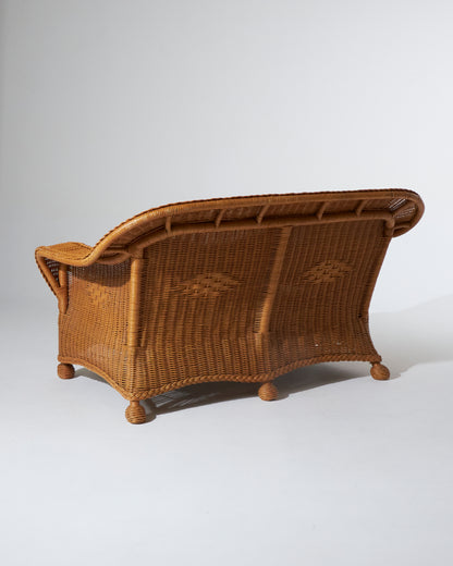 Rattan two -seater sofa, 1960s