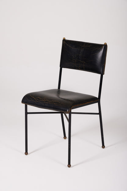 Silla de cuero de jacques adnet