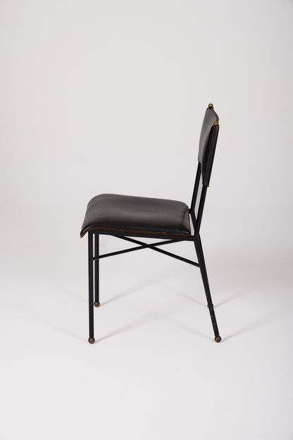 Silla de cuero de jacques adnet