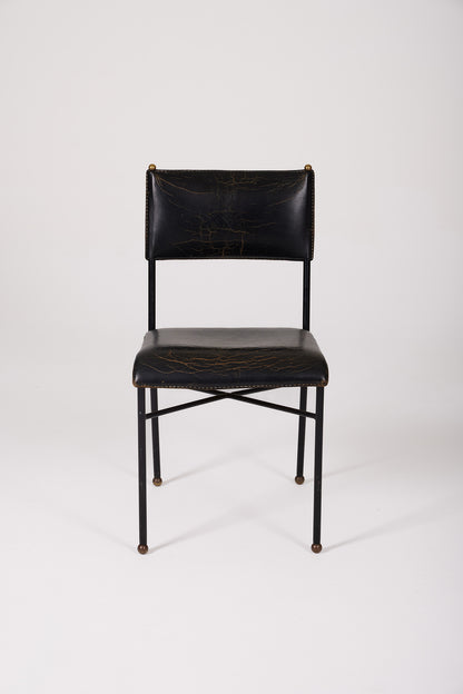 Silla de cuero de jacques adnet