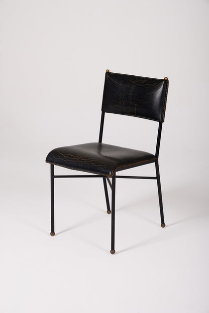 Silla de cuero de jacques adnet