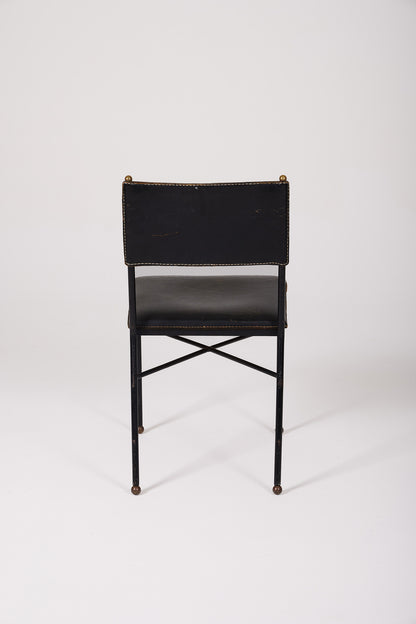 Silla de cuero de jacques adnet