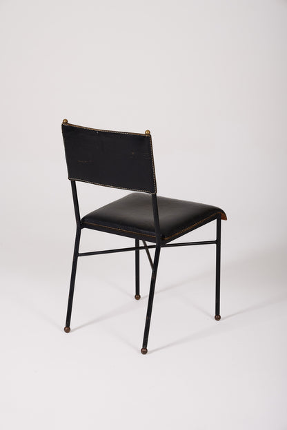 Silla de cuero de jacques adnet