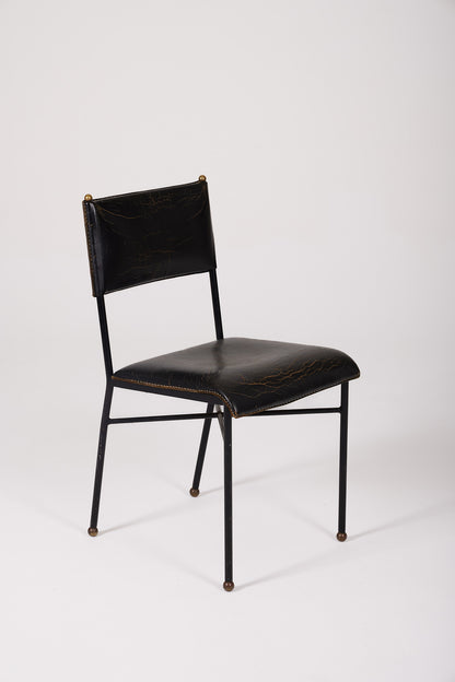 Silla de cuero de jacques adnet