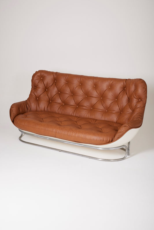 MICHEL CADESTIN "KARATE" LEATHER SOFA, 1970s