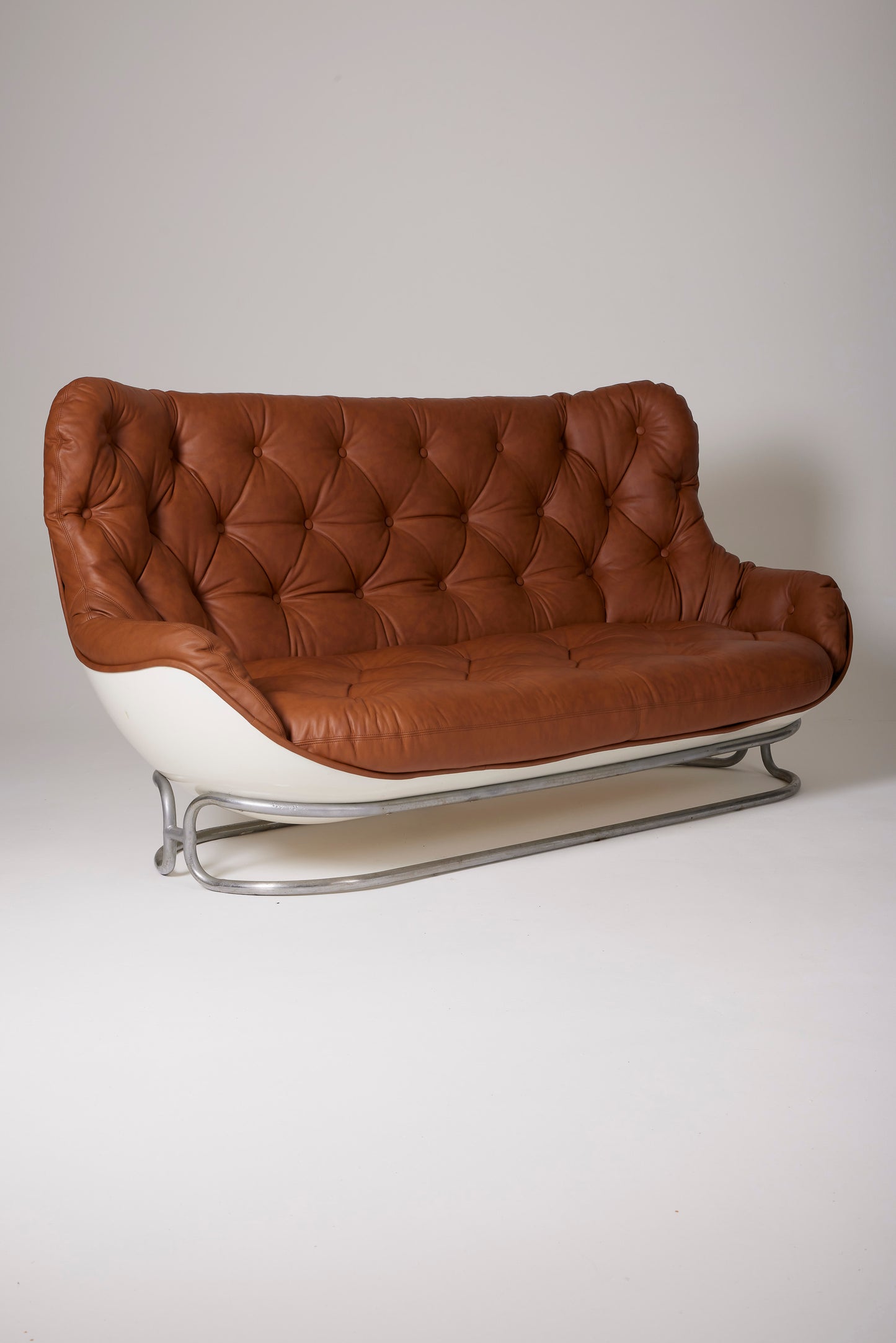 MICHEL CADESTIN "KARATE" LEATHER SOFA, 1970s