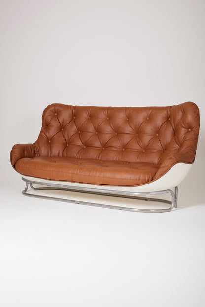 MICHEL CADESTIN "KARATE" LEATHER SOFA, 1970s