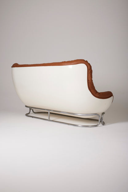 MICHEL CADESTIN "KARATE" LEATHER SOFA, 1970s