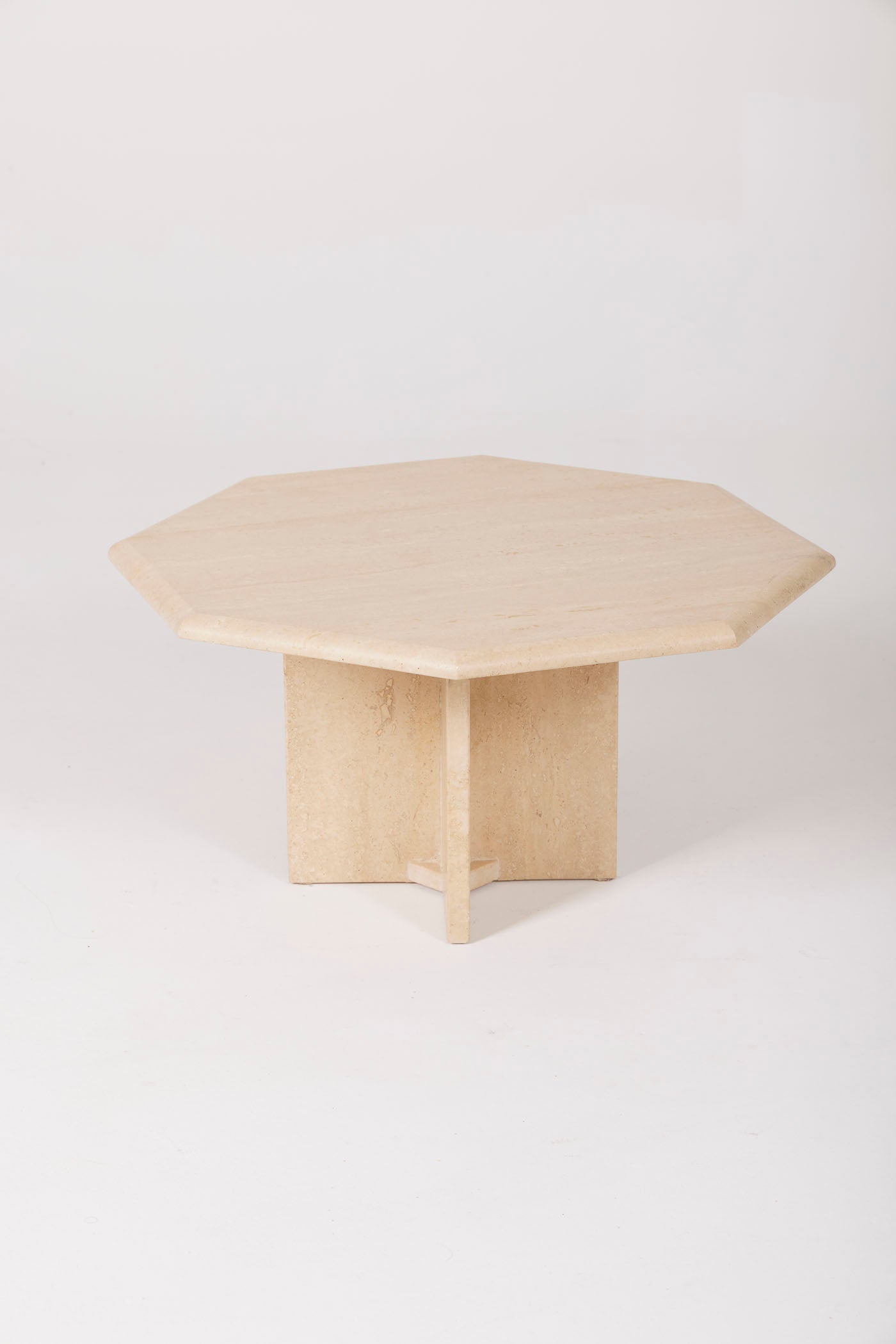 Octagonal travertine coffee table