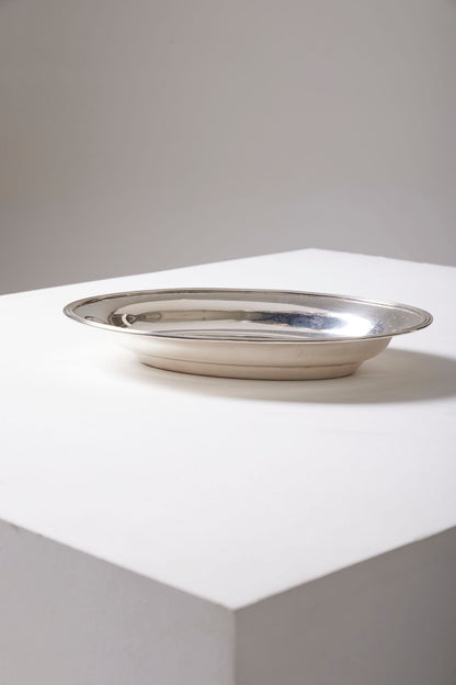 Silver metal oval dish