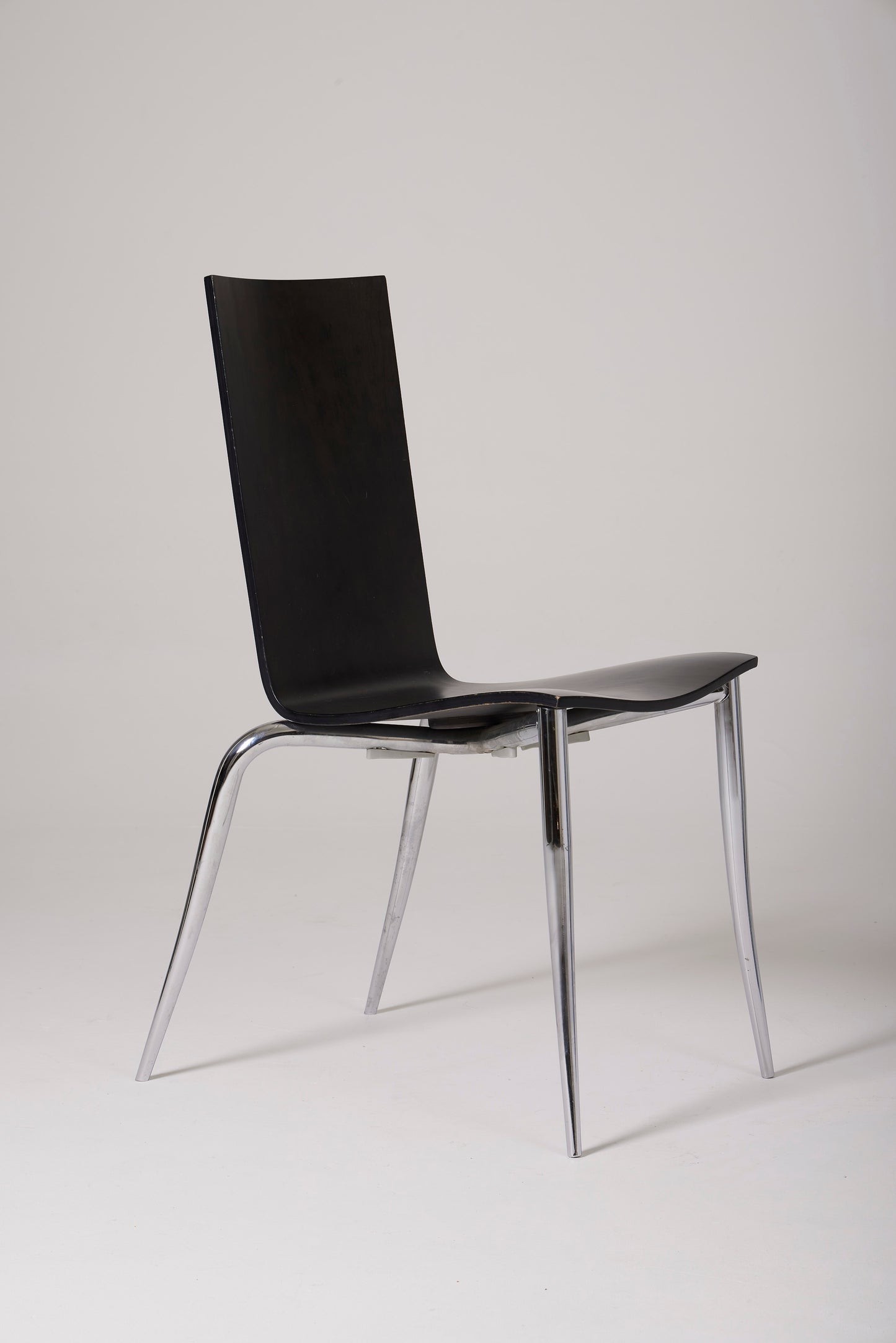 SET OF 4 BLACK CHAIRS "OLLY TANGO" PHILIPPE STARCK, 1980s