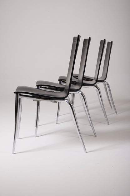 Set di 4 sedie nere "Olly Tango" Philippe Starck, anni '80