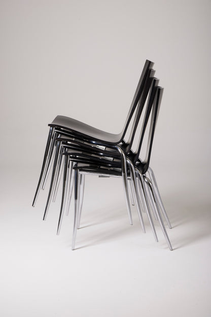 Set di 4 sedie nere "Olly Tango" Philippe Starck, anni '80