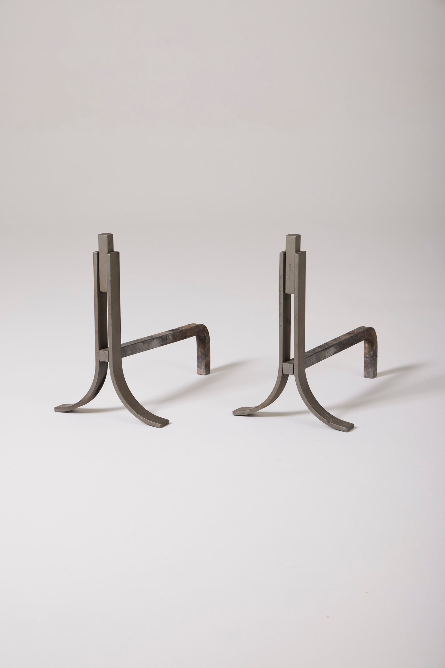 PAIR OF WROUGHT IRON ANDirons 