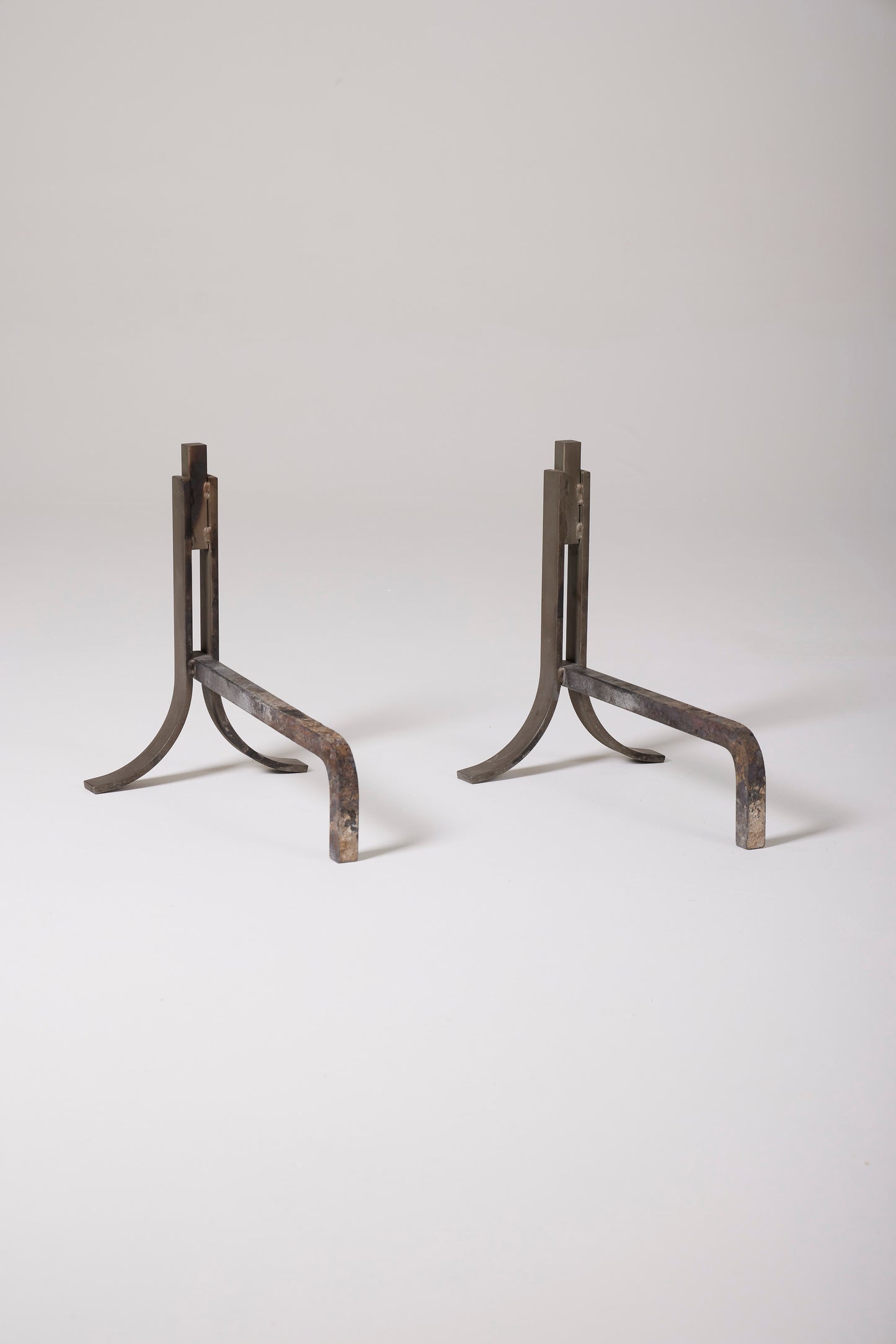 PAIR OF WROUGHT IRON ANDirons 