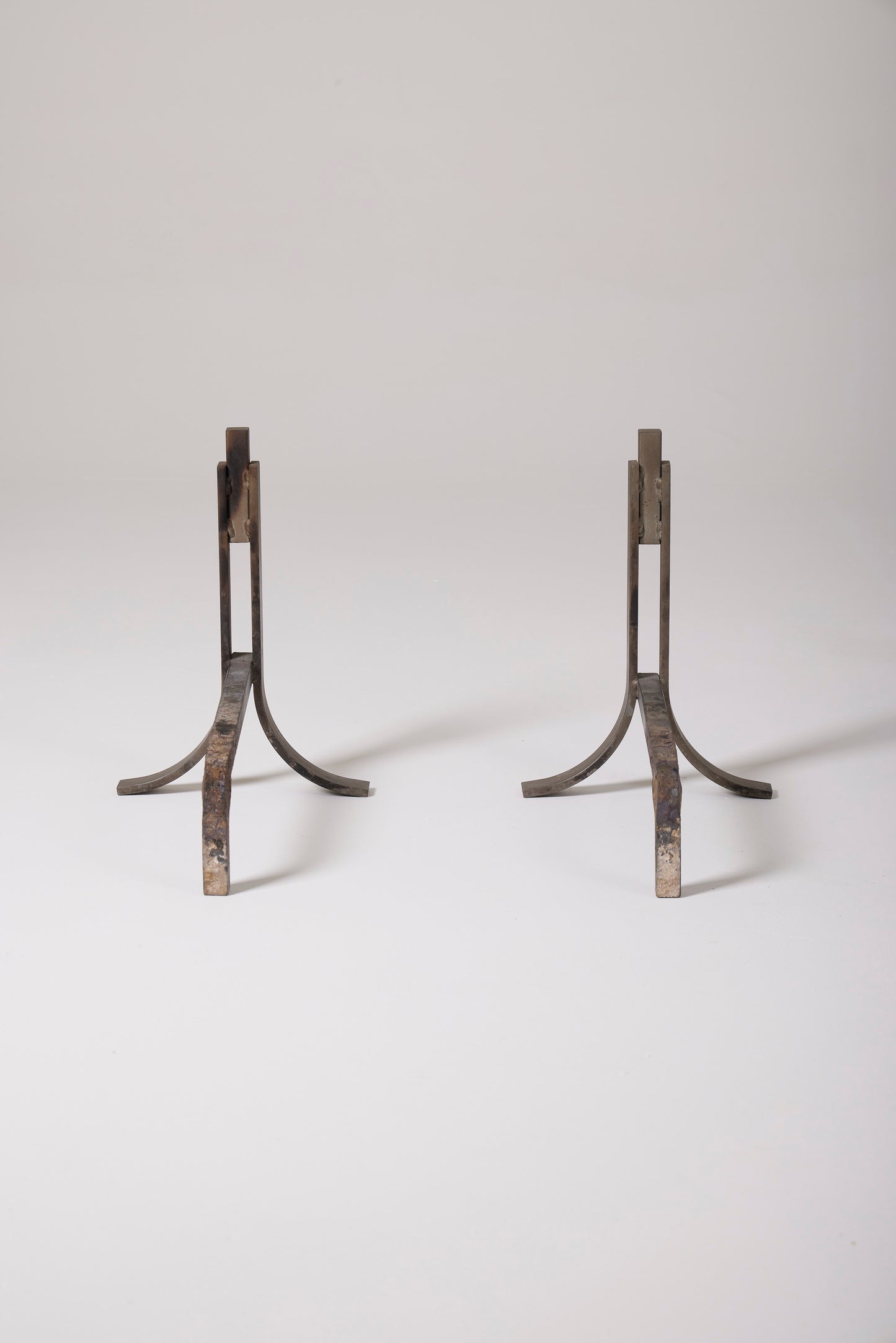 PAIR OF WROUGHT IRON ANDirons 