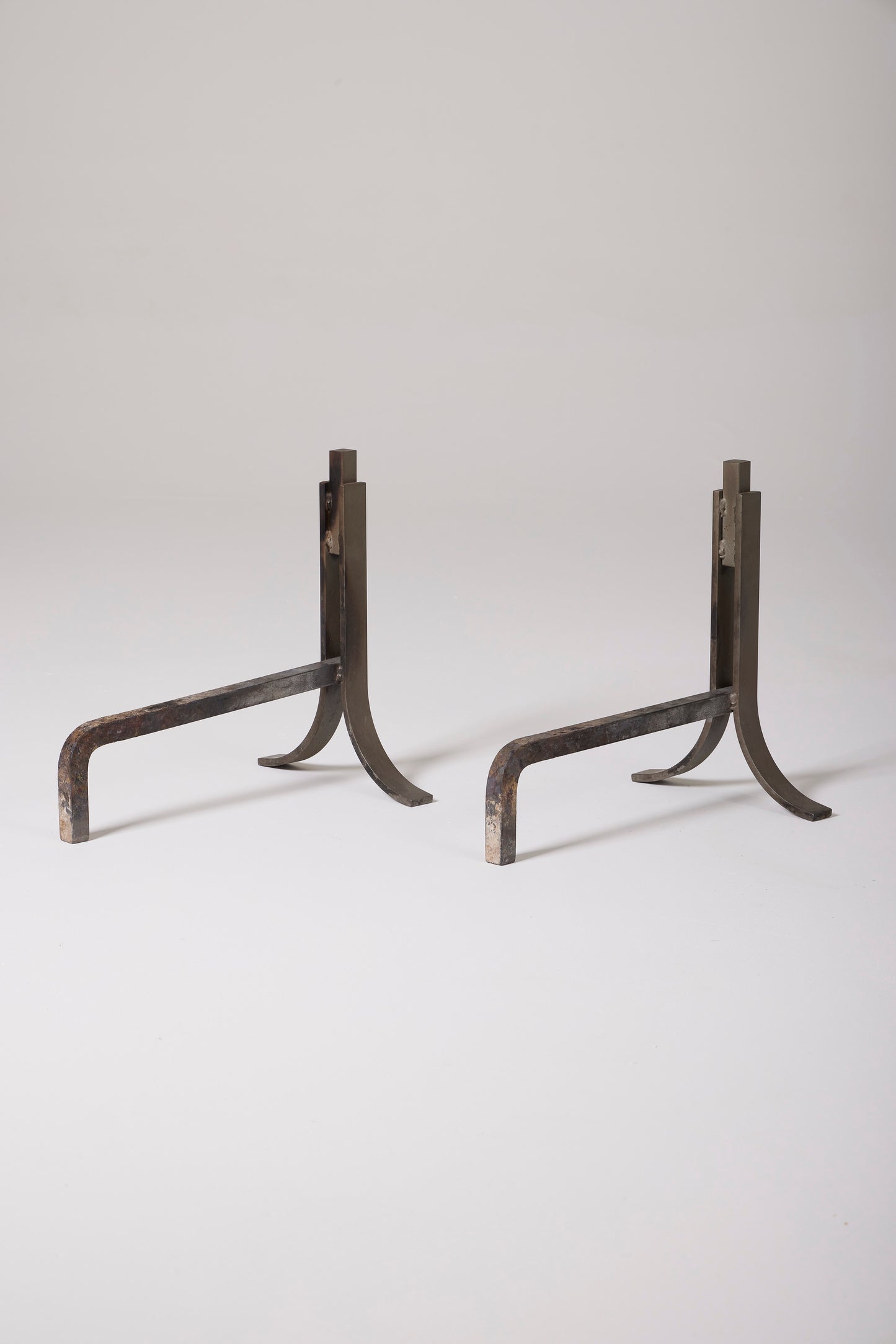 PAIR OF WROUGHT IRON ANDirons 