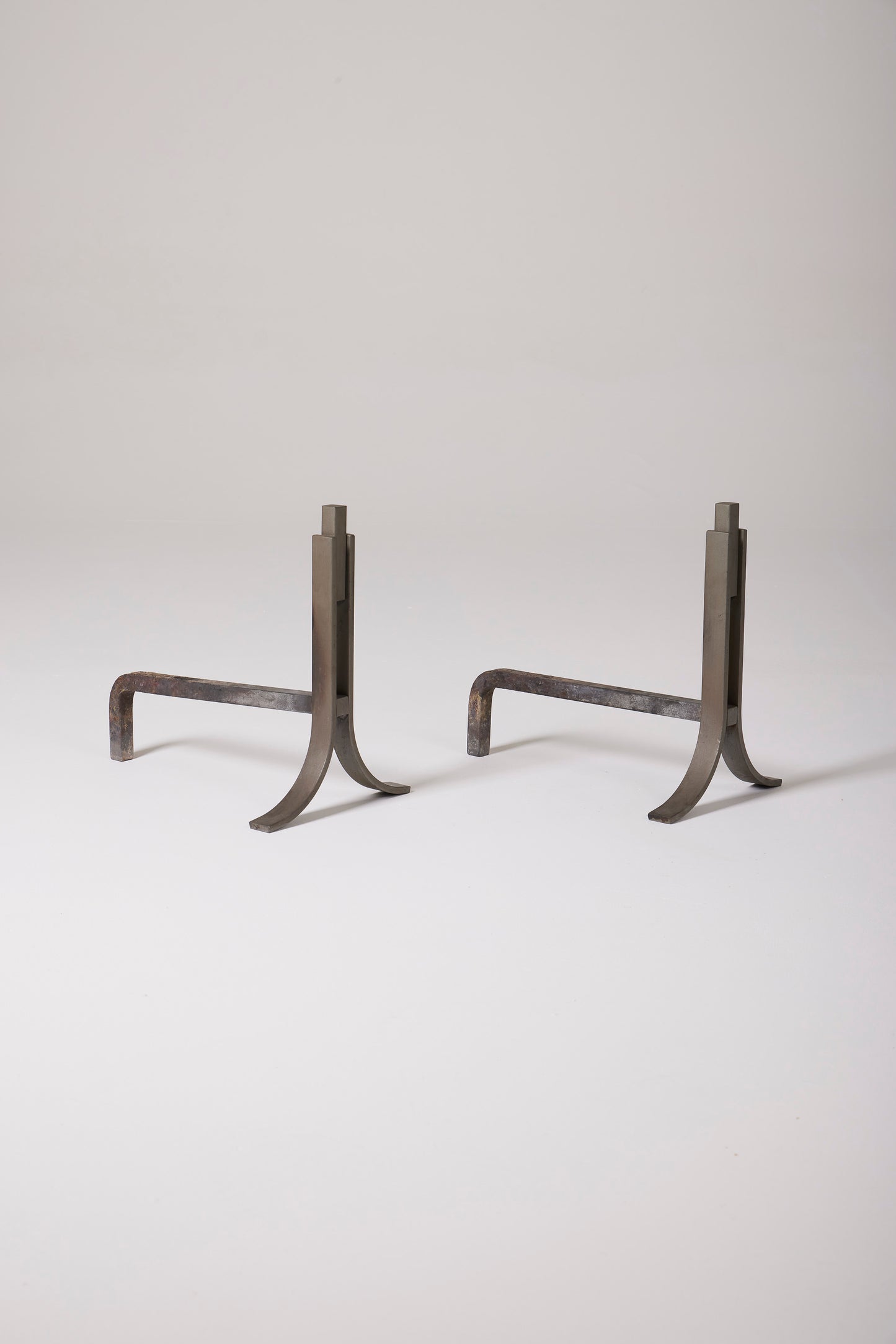 PAIR OF WROUGHT IRON ANDirons 