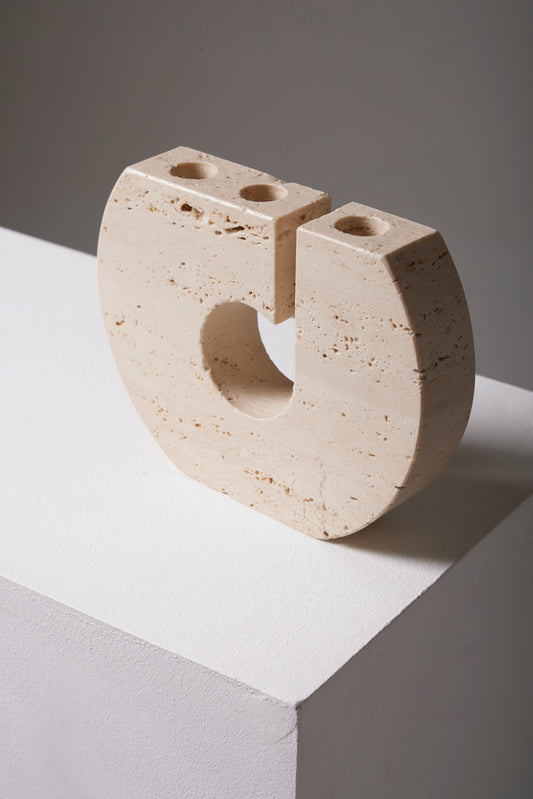 TRAVERTINE SCULPTURE CANDLE HOLDER, 1970s