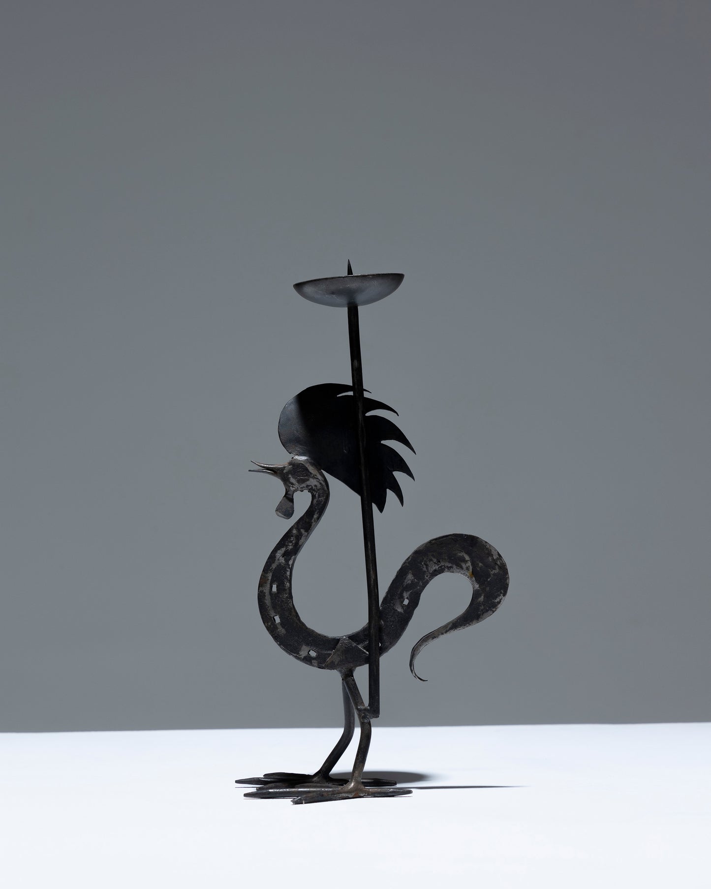 WROUGHT IRON ROOSTER CANDLE HOLDER, 1960s