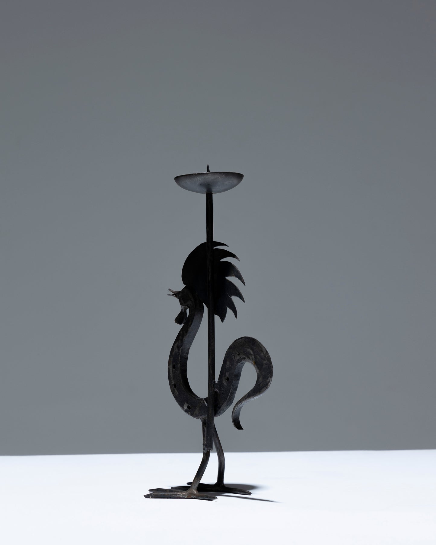 WROUGHT IRON ROOSTER CANDLE HOLDER, 1960s