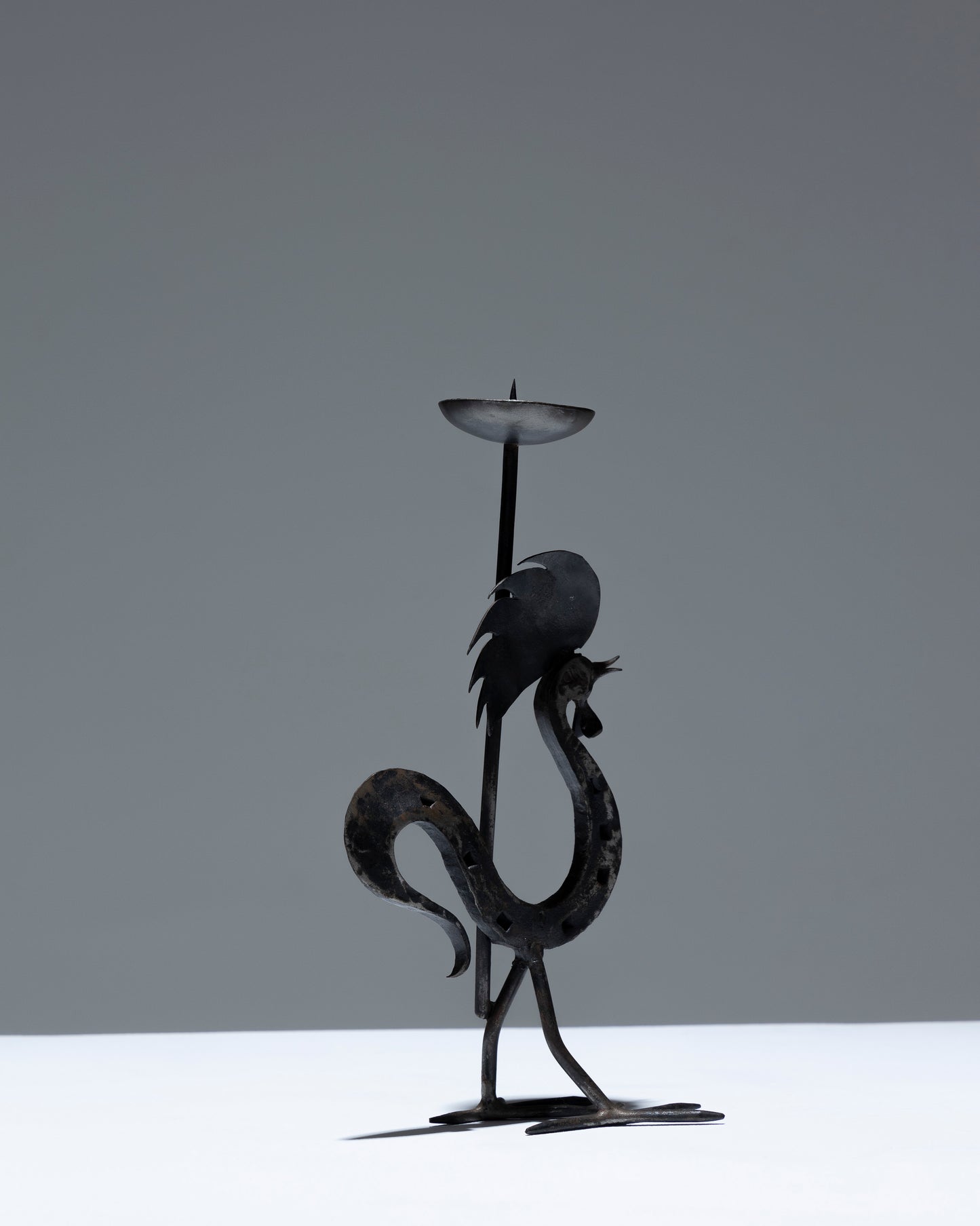 WROUGHT IRON ROOSTER CANDLE HOLDER, 1960s