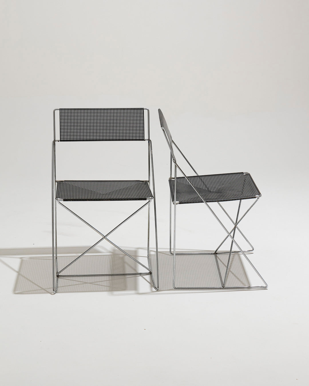 PAIR OF "X-LINES" METAL CHAIRS, NIELS JORGEN HAUGESEN, 1970s 