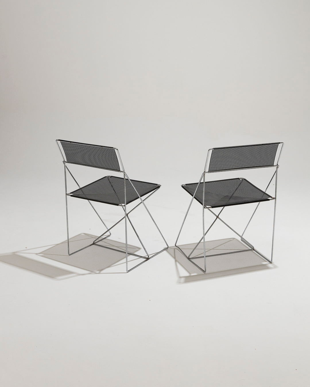 PAIR OF "X-LINES" METAL CHAIRS, NIELS JORGEN HAUGESEN, 1970s 