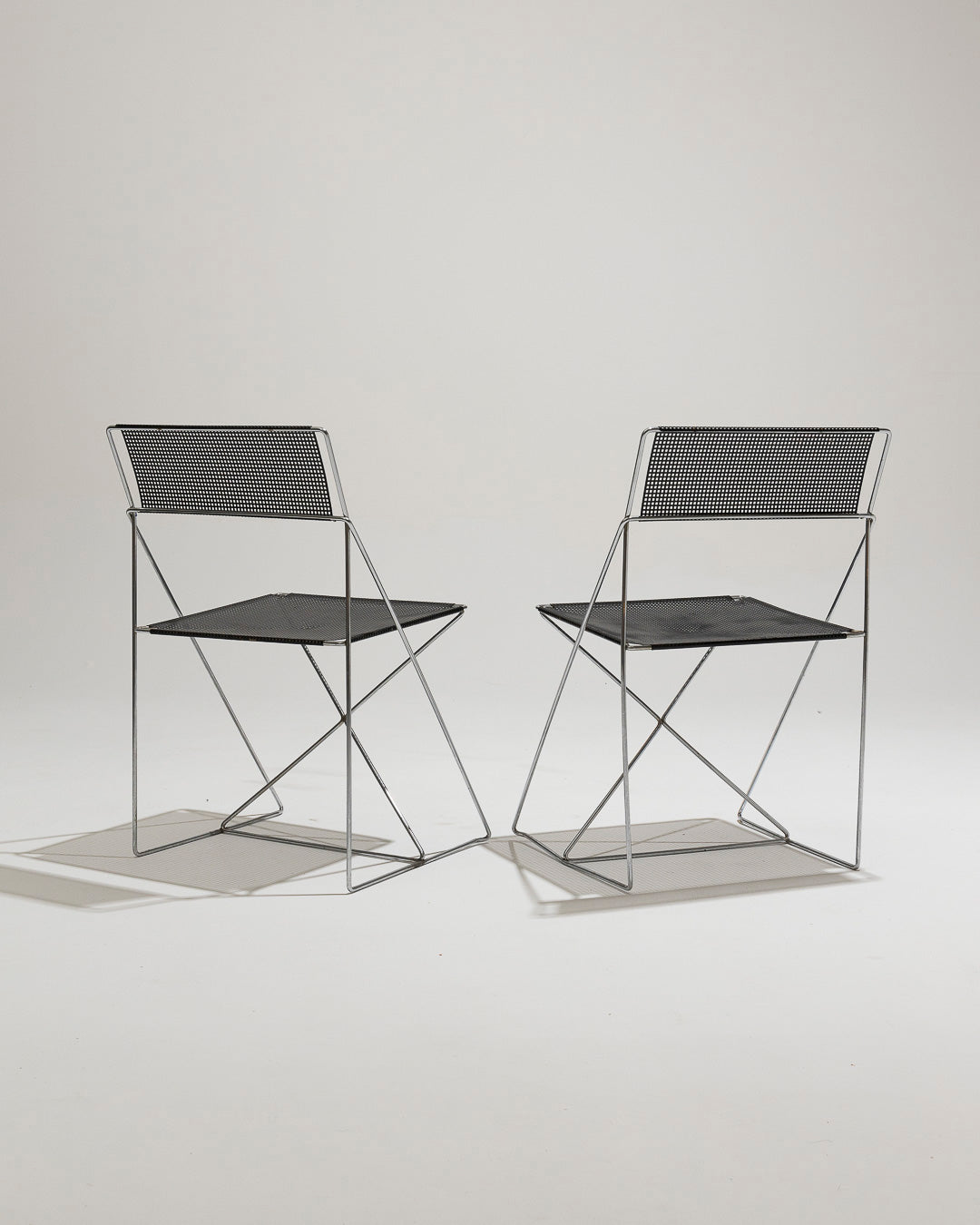 PAIR OF "X-LINES" METAL CHAIRS, NIELS JORGEN HAUGESEN, 1970s 