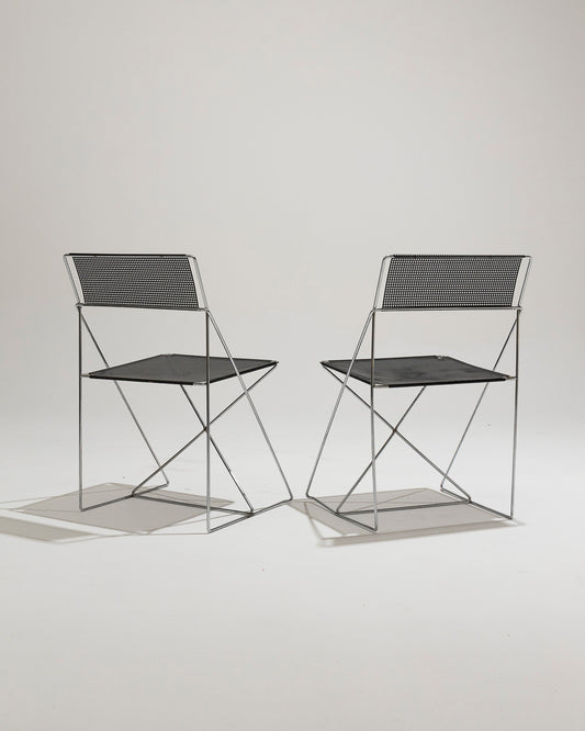 PAIR OF "X-LINES" METAL CHAIRS, NIELS JORGEN HAUGESEN, 1970s 