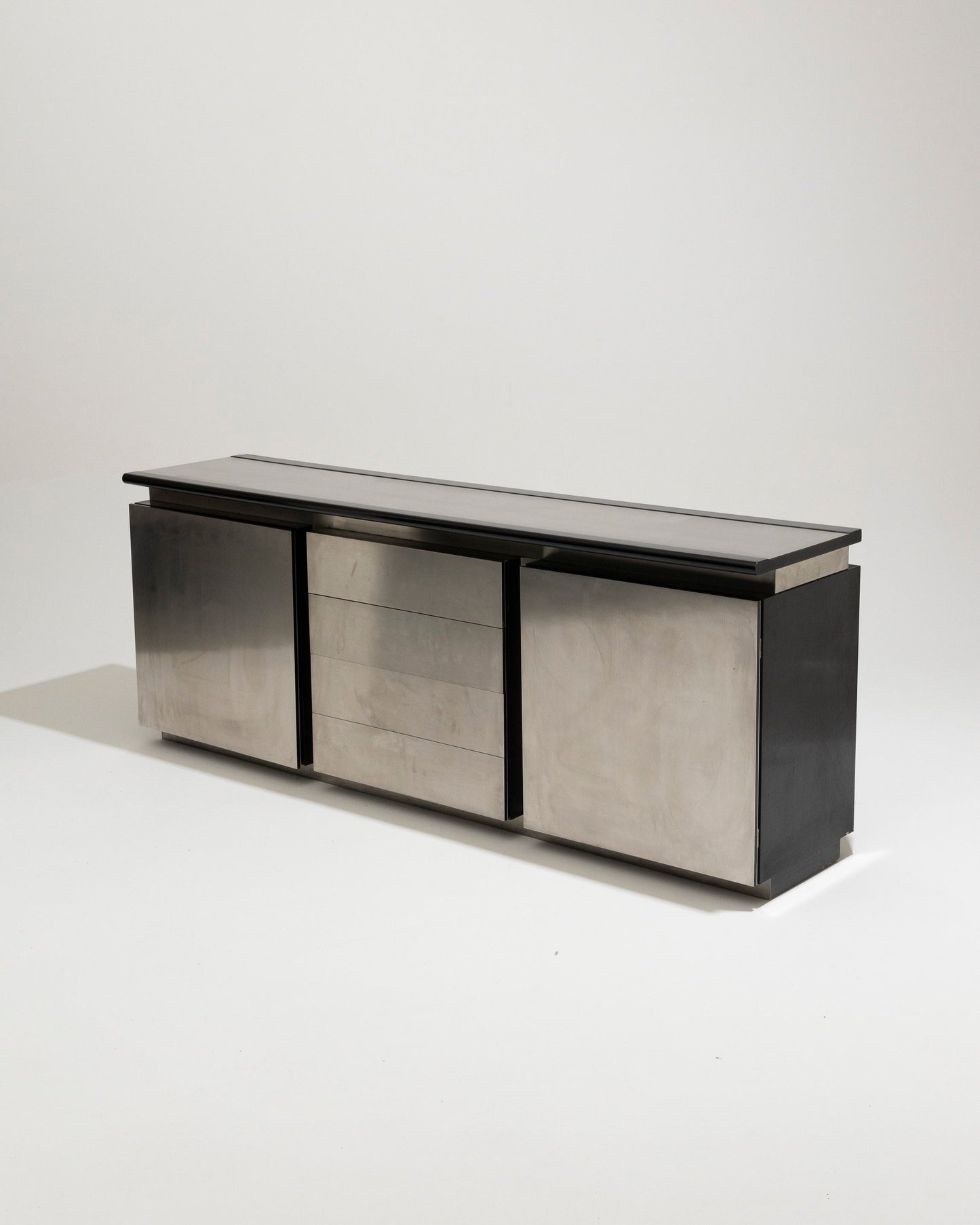 BRUSHED STEEL SIDEBOARD, LODOVICO ACERBIS, 1970s