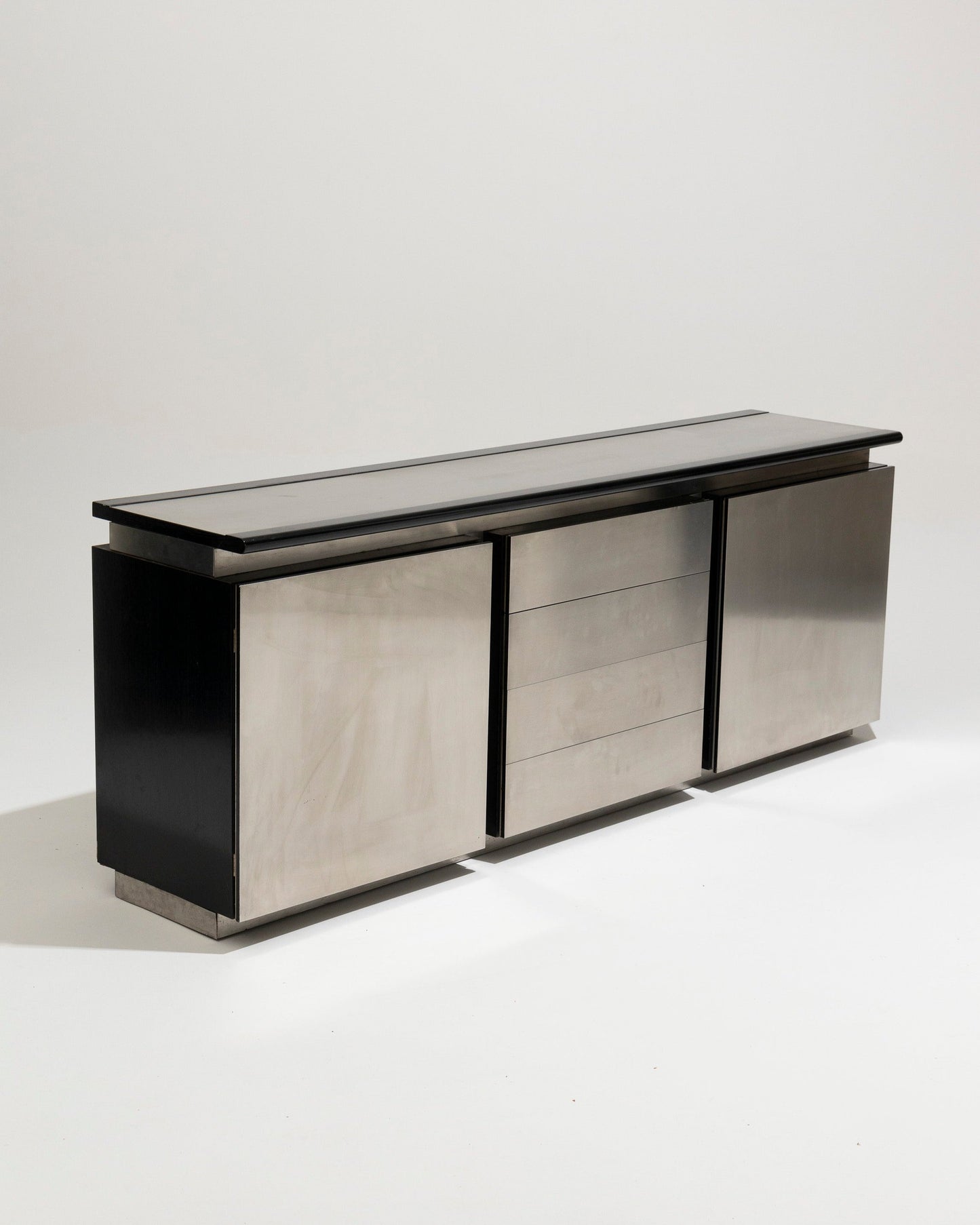 BRUSHED STEEL SIDEBOARD, LODOVICO ACERBIS, 1970s