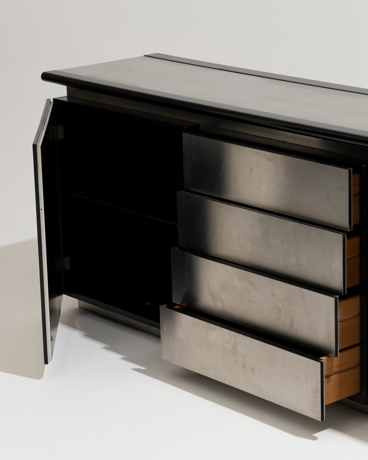 BRUSHED STEEL SIDEBOARD, LODOVICO ACERBIS, 1970s