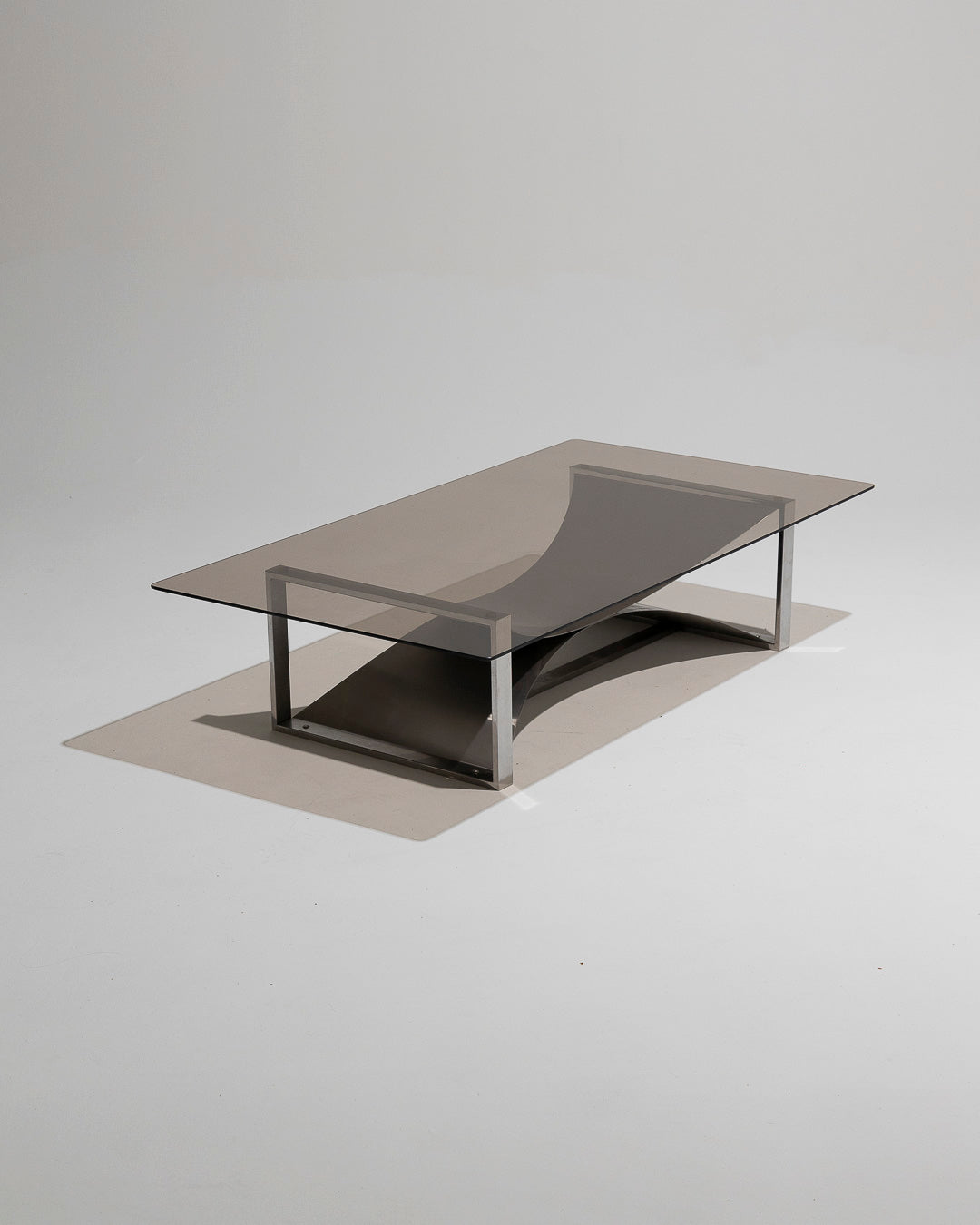 STEEL AND GLASS COFFEE TABLE, FRANÇOIS MONNET, 1970s