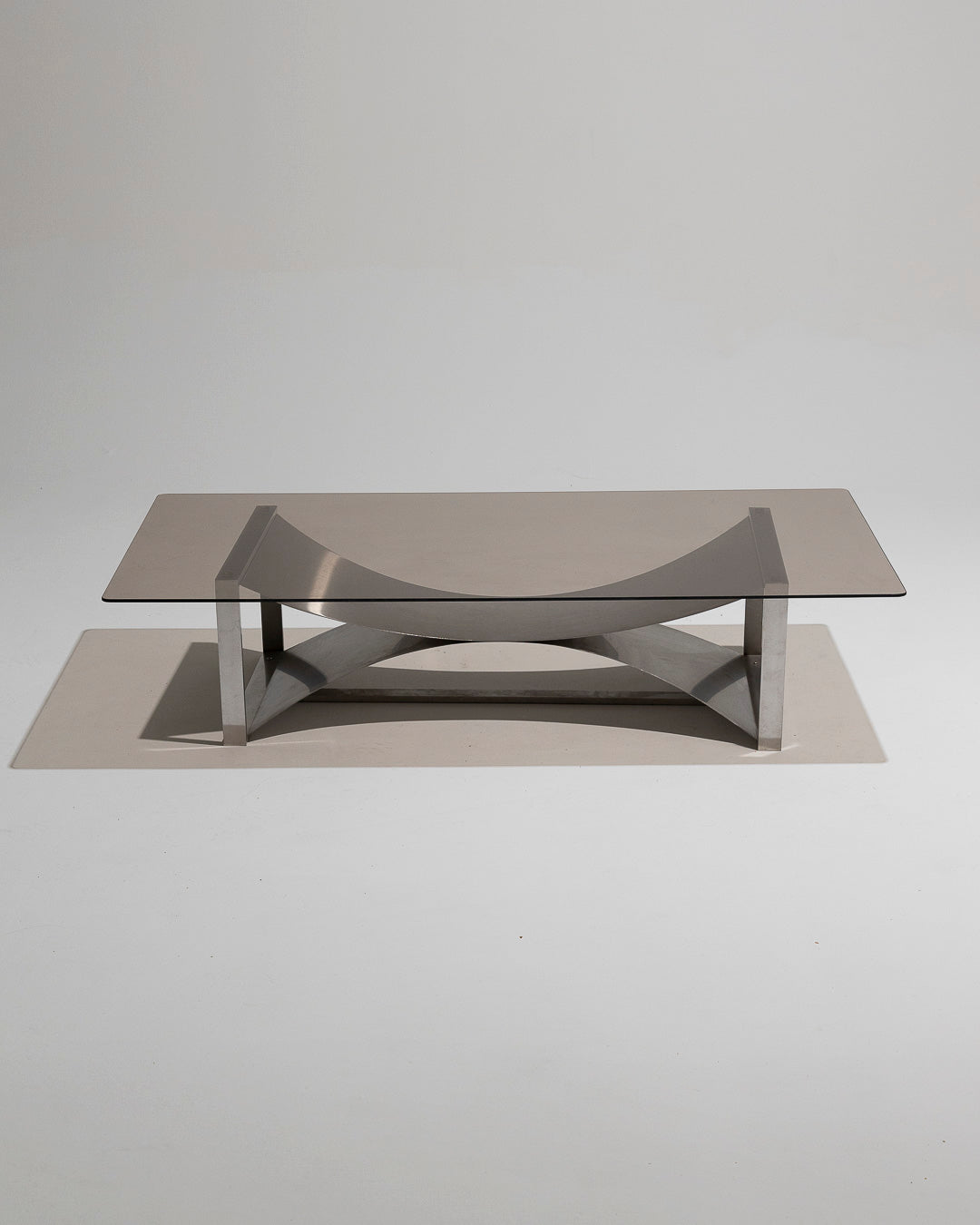 STEEL AND GLASS COFFEE TABLE, FRANÇOIS MONNET, 1970s