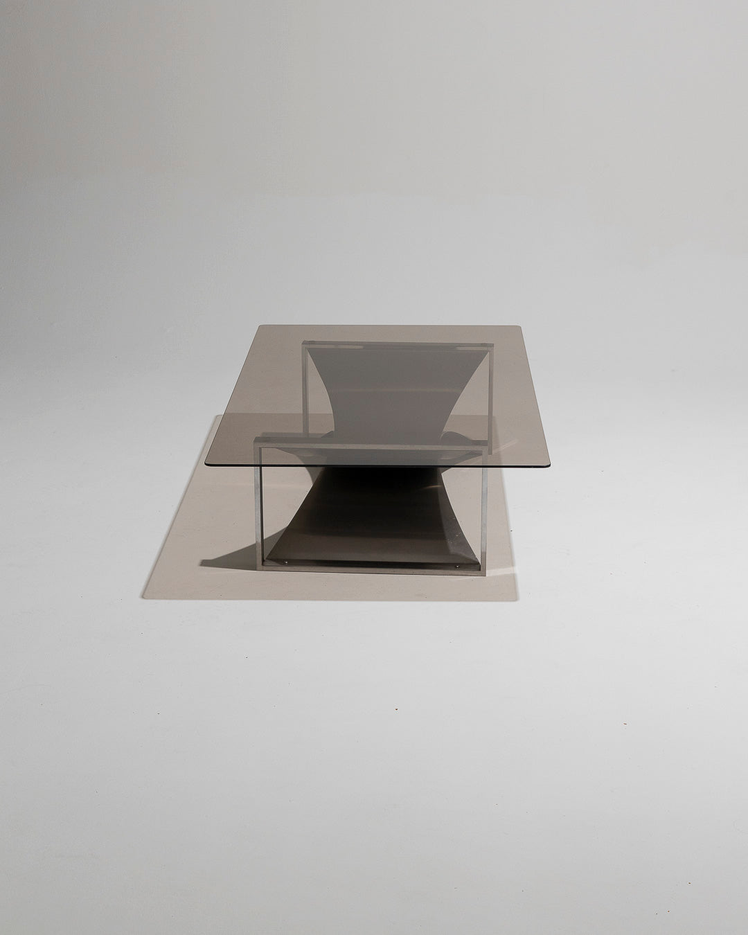 STEEL AND GLASS COFFEE TABLE, FRANÇOIS MONNET, 1970s