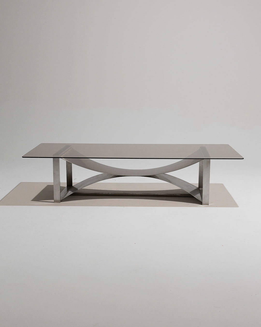 STEEL AND GLASS COFFEE TABLE, FRANÇOIS MONNET, 1970s