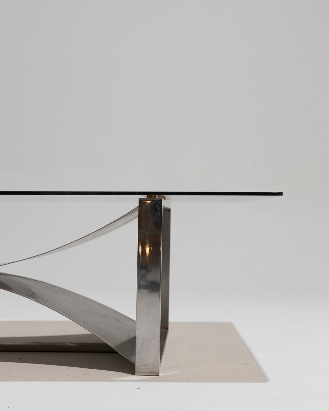 STEEL AND GLASS COFFEE TABLE, FRANÇOIS MONNET, 1970s