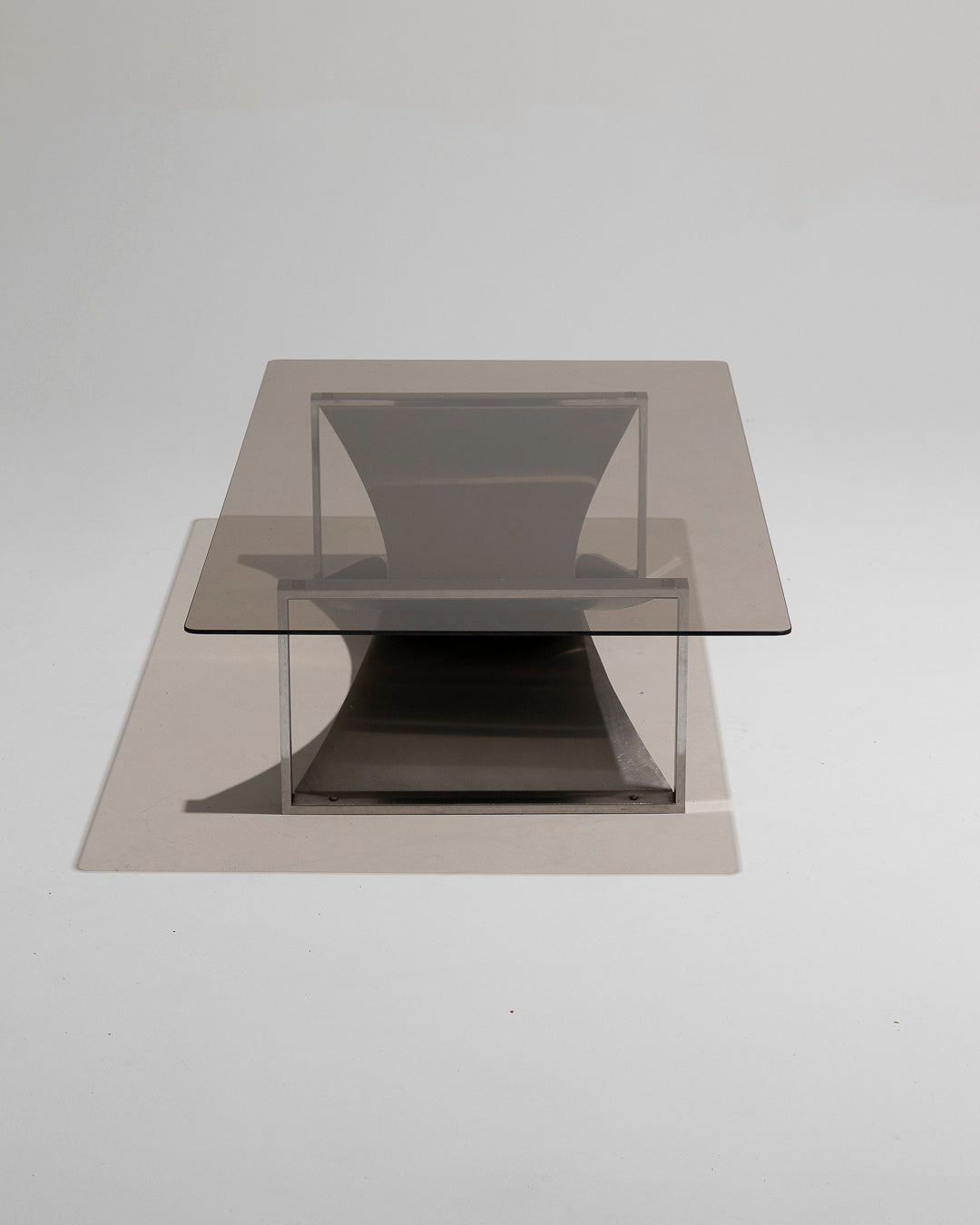 STEEL AND GLASS COFFEE TABLE, FRANÇOIS MONNET, 1970s