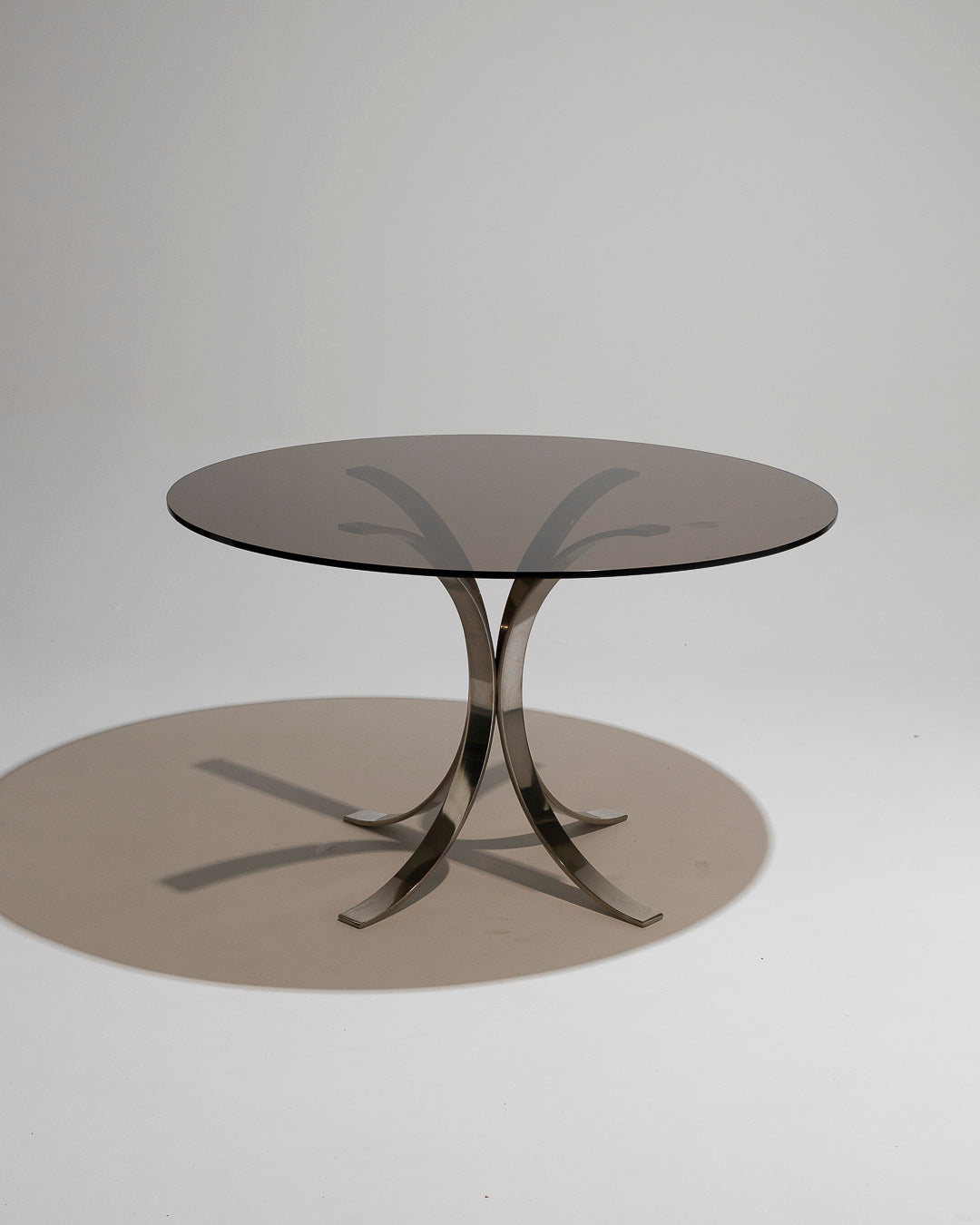 ROUND GLASS AND METAL DINING TABLE, OSVALDO BORSANI, 1970s 