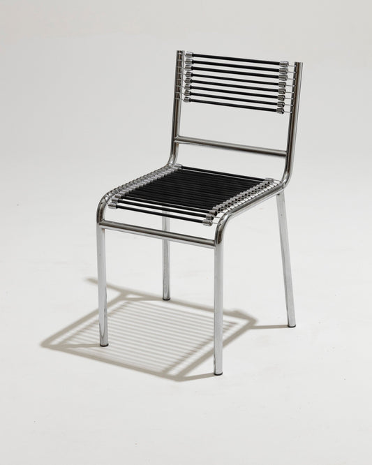 STEEL AND ELASTIC CORD CHAIR, RENÉ HERBST, 1970s