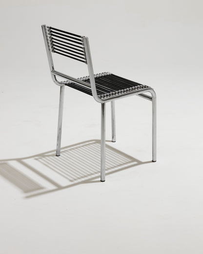 STEEL AND ELASTIC CORD CHAIR, RENÉ HERBST, 1970s