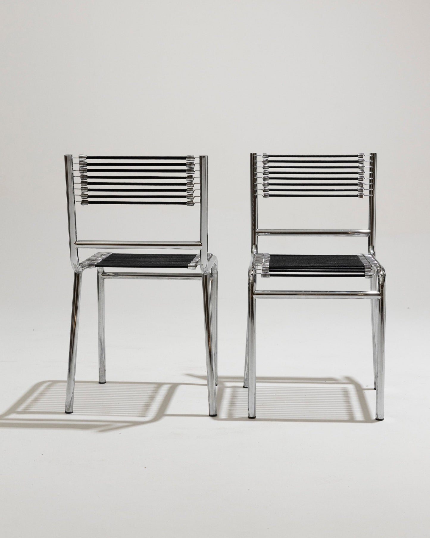 CHAISE EN ACIER ET CORDE ÉLASTIQUE, RENÉ HERBST, 1970s