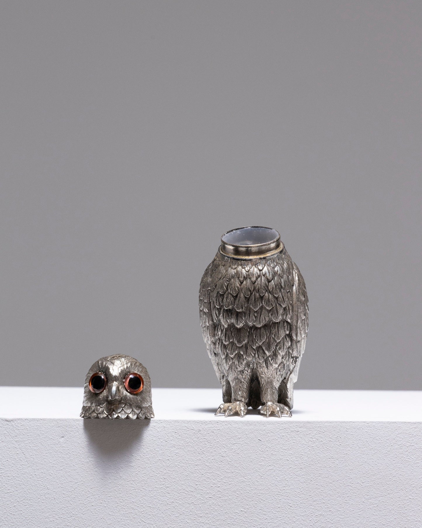 SUCRIER HIBOU EN MÉTAL ARGENTÉ, 1900s