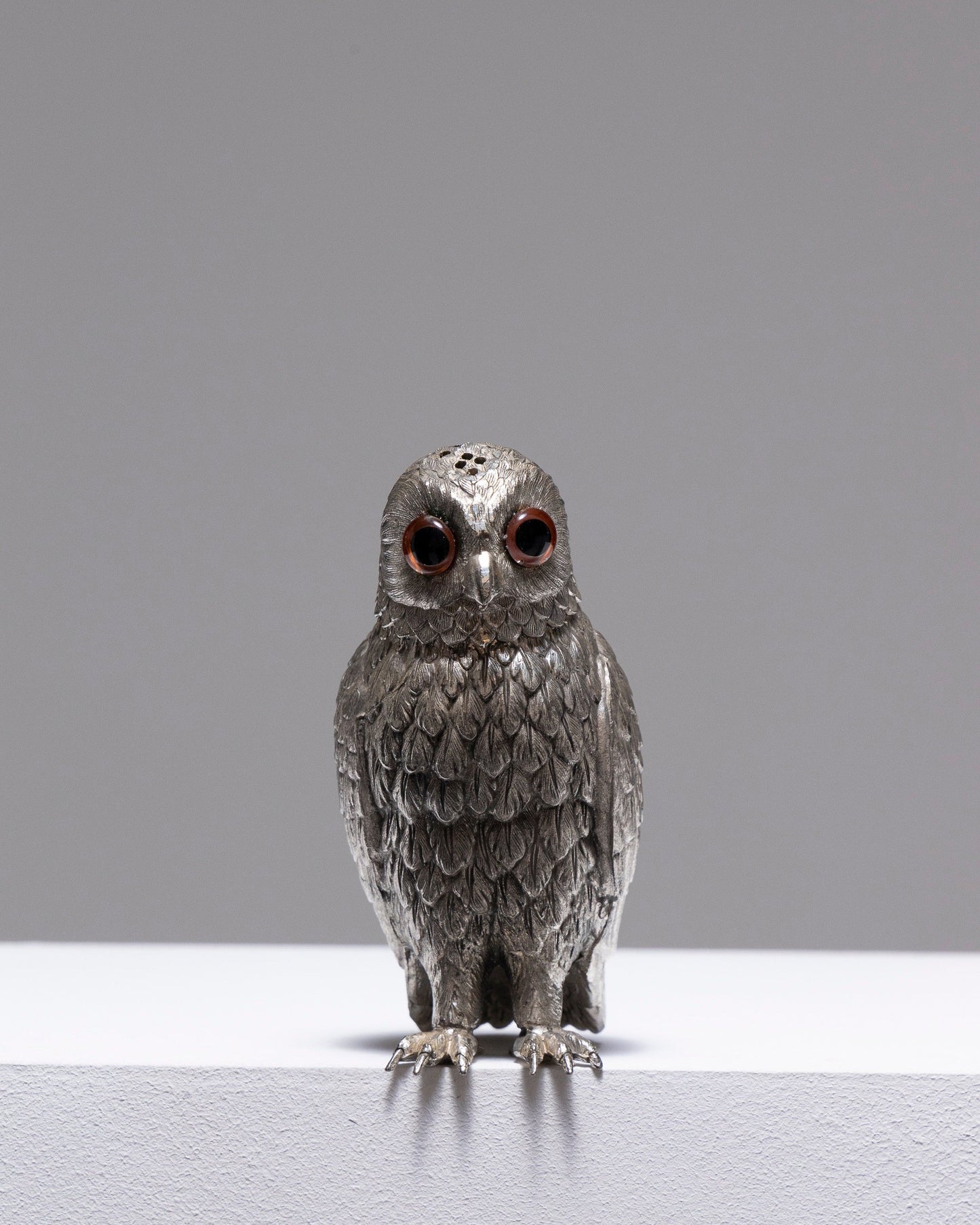 SUCRIER HIBOU EN MÉTAL ARGENTÉ, 1900s