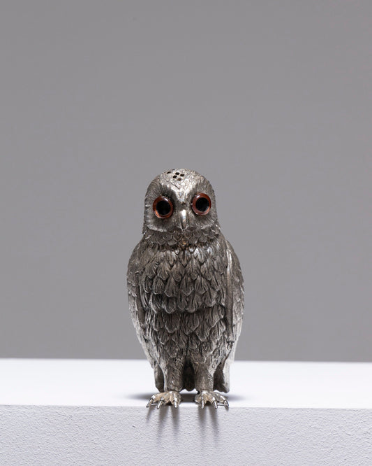 SUCRIER HIBOU EN MÉTAL ARGENTÉ, 1900s